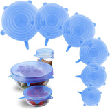 Silicone Stretch Lids 6 Pack Reusable Food Covers in Blue | Airtight & Leakproof Seal, Flexible Silicone, Fits Bowls & Containers, Kitchen Storage, Fits Fruits