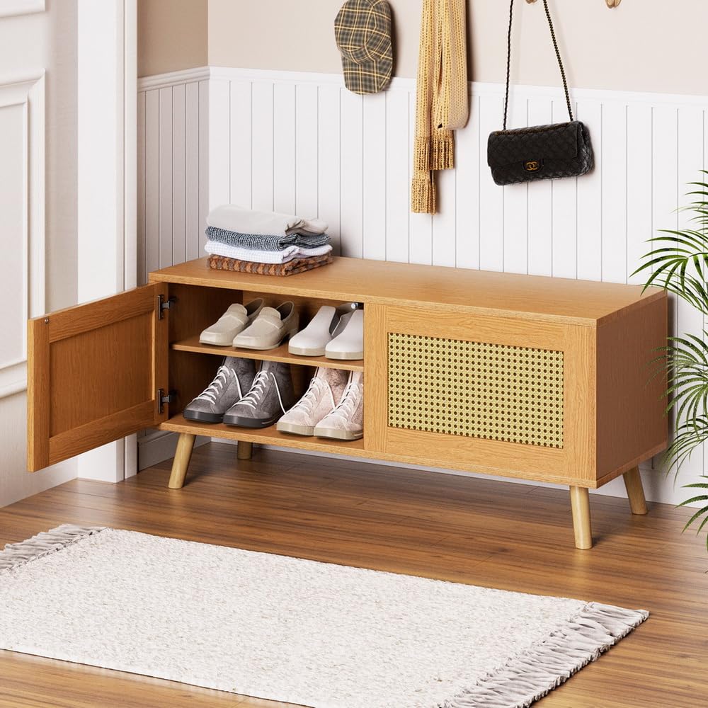 2-Tier Rattan Shoe Cabinet for Up to 10 Pairs