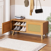 2-Tier Rattan Shoe Cabinet for Up to 10 Pairs