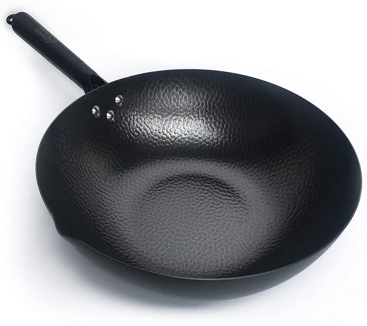 31.8 cm Flat-Bottom Carbon-Steel Wok with Lid & Spatula