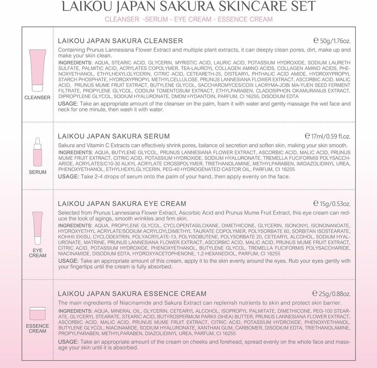 Skin Care Set Beauty Gift Sets Skin Care Kit with Cleanser, Serum, Eye Cream, Face Cream Travel Kit for Women Mom Wife Teen Girls Gentle Skin Cleaning TSA-friendly Sizes 4pcs