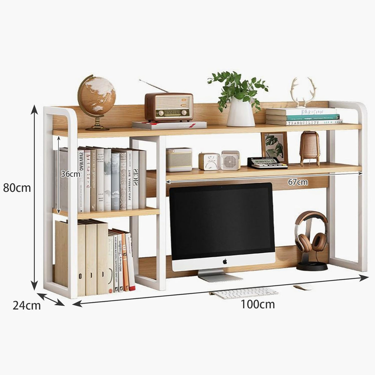 100cm 2-Tier Desktop Bookshelf & Monitor Hutch