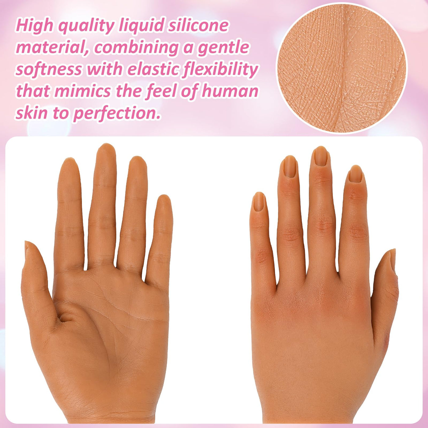 Reusable Silicone Nail Practice Hand with Clamp & 500 Tips
