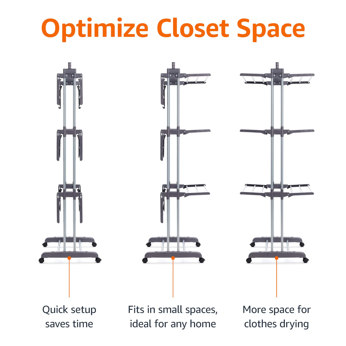 173 cm Clothes-Drying Tower with 6 Foldable Wings