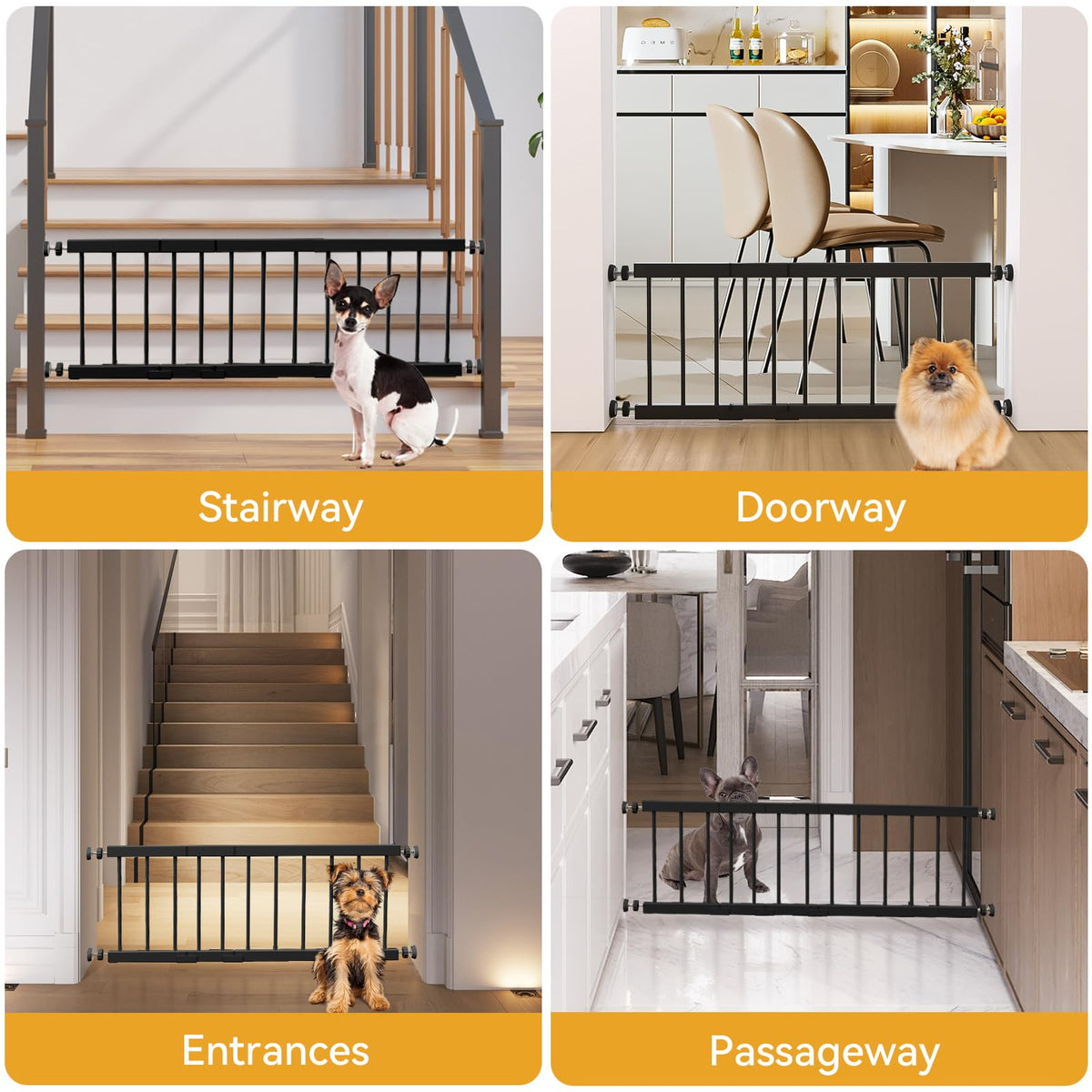 45–114 cm Adjustable Step-Over Metal Pet Gate – 46 cm High