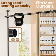 Tension Curtain Rod for Room Partition, No Drilling, 121-304cm(H) 71-434cm(W) | Floor to Ceiling Room Divider, Black, Strong Weight Capacity, Quick Assemble, Wall Divider for Bedroom Dorm Privacy