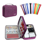 Padded Travel Electronics Organiser with 12 Cable Ties