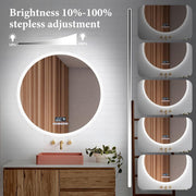 Smart Round LED Bathroom Mirror with Defogger & Audio