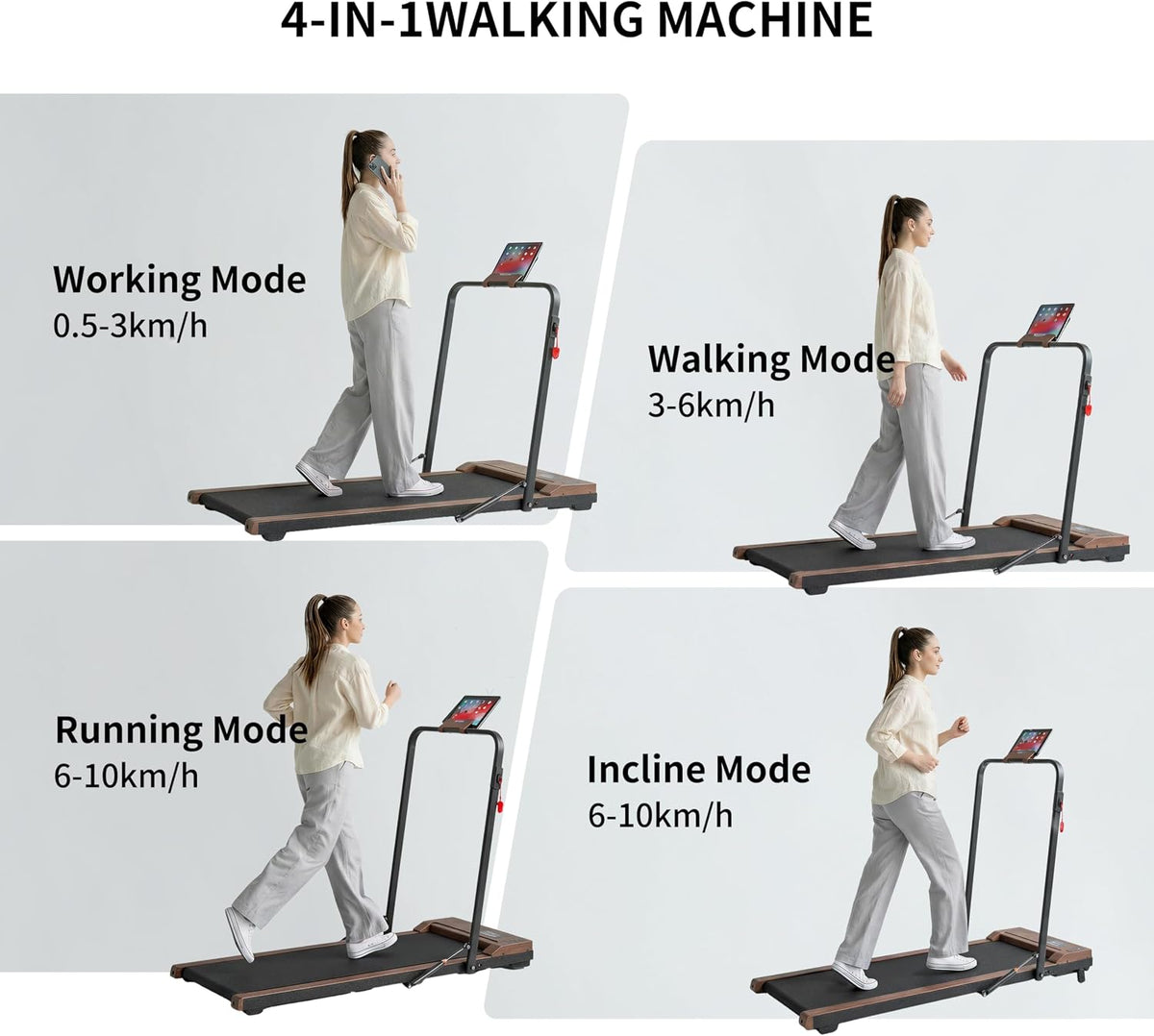 3-in-1 Under-Desk Walking Pad with 12% Incline