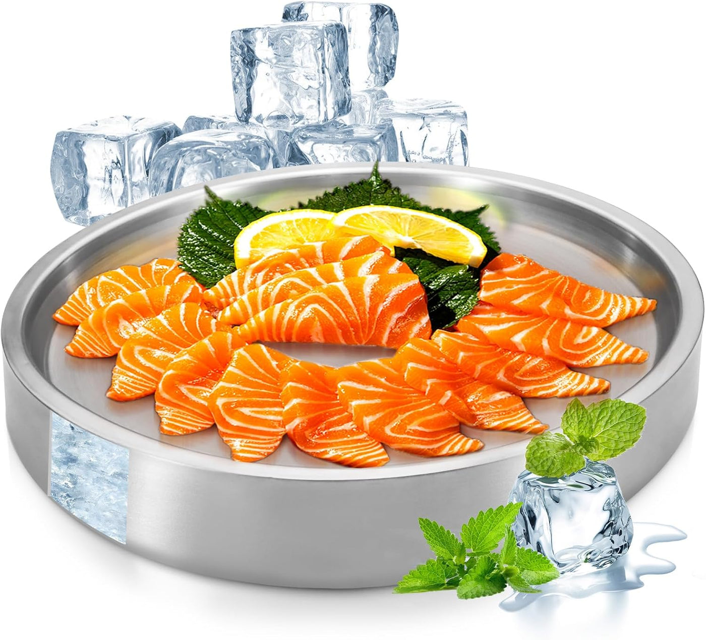 Stainless-Steel Chilled Serving Tray with Ice Chamber