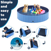 Round Foldable Dog Pool with Drain – 3 Sizes