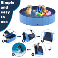 Round Foldable Dog Pool with Drain – 3 Sizes