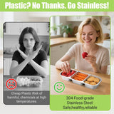 Abekuta Stainless Steel Snack Containers, Reusable Condiment Box with Lids, 3 Compartment Sauce Cups, Divided Food Storage Containers for School, Home, Travel