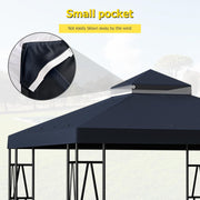 10 x 10 ft Double-Tier Gazebo Replacement Canopy – Black