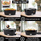 Electric Lunch Box, Food Heater Portable Warmer Leakproof Heated Box, 220V AU Socket, Heating Microwave for Car/Home with 1.5L Removable Stainless Steel Container with Spoon,Fork,Knife & Napkin,Bag