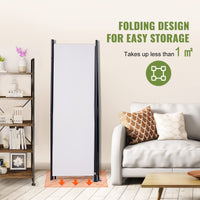 White 4-Panel Coated-Fabric Room Divider – 224 × 171cm