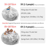 180 cm Fluffy Bean Bag Cover – Snow Grey, Cover Only