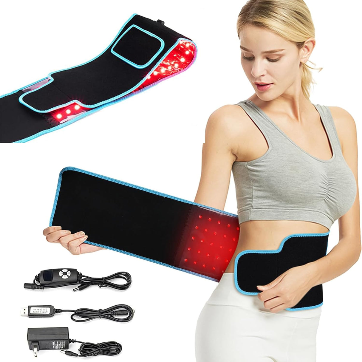 KitchEss Red Light Belt, Infrared Red Light Pad for Body, Near Infrared Light Lamp for Waist Thighs Shoulder Back Muscle Adjustable & Portable for Office/Home Use, Large Size 120cm Length