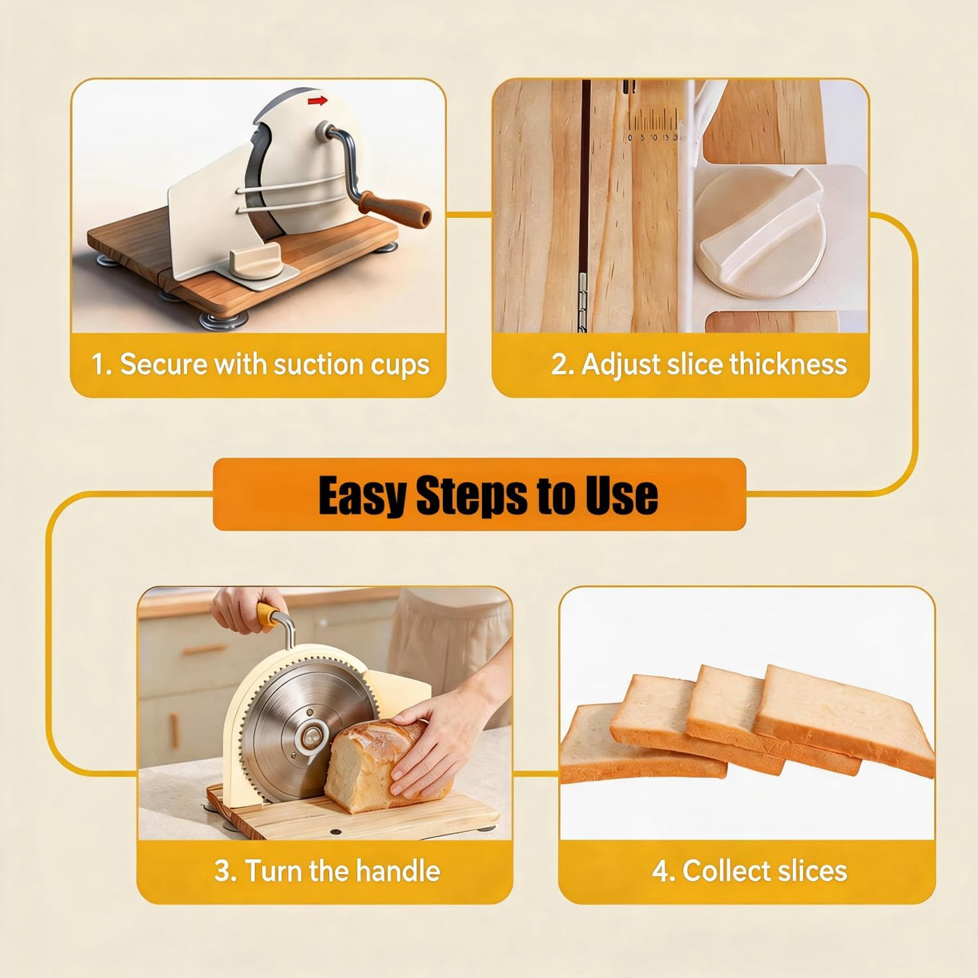Manual Bread Slicer - Hand-cranked Bread Slicer