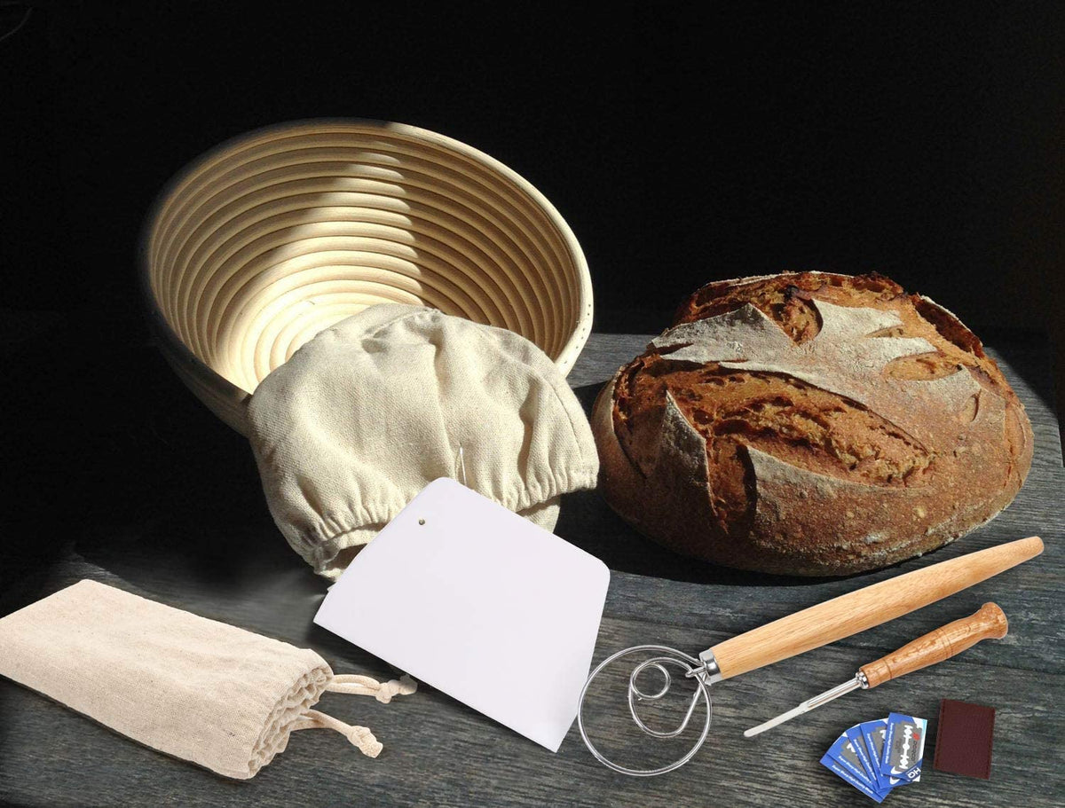 9-Inch Round Banneton Bread-Proofing Set with Lame & Tools