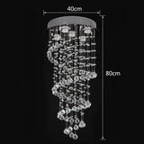 Elegant Spiral Crystal Chandelier Lights, Clear K9 Crystal Raindrop LED Ceiling Lights Chrome Flush Mount Pendant Lamp Fixture for Livingroom Dining Room Hallway Stairway Foyer D40cm H80cm A1A9