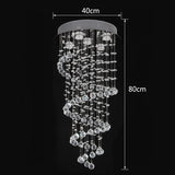 Elegant Spiral Crystal Chandelier Lights, Clear K9 Crystal Raindrop LED Ceiling Lights Chrome Flush Mount Pendant Lamp Fixture for Livingroom Dining Room Hallway Stairway Foyer D40cm H80cm A1A9