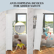 White Tall Pantry Cabinet with Glass Doors & Adjustable Shelves