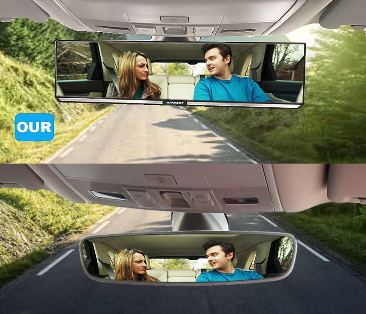 12-Inch Clip-On Panoramic Interior Rear-View Mirror