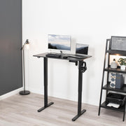 Electric Height Adjustable 102cm x 61cm Stand Up Desk, Complete Standing Workstation with Memory Controller, Black 2 Part Top, Black Frame