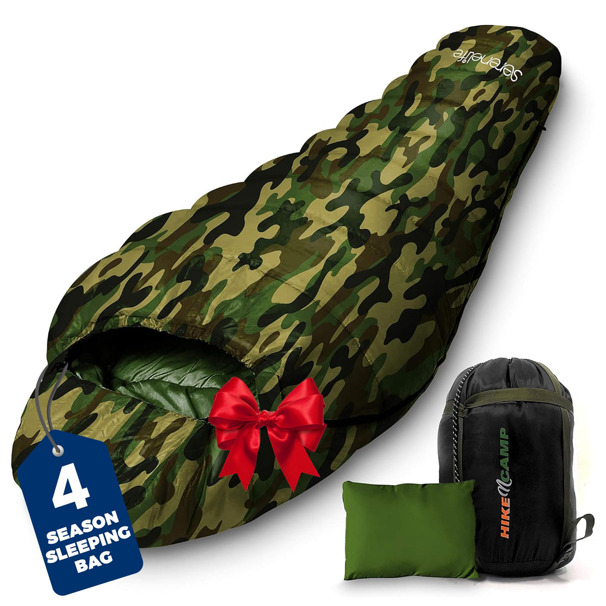 Mummy Sleeping Bag with Pillow & Compression Carry Bag