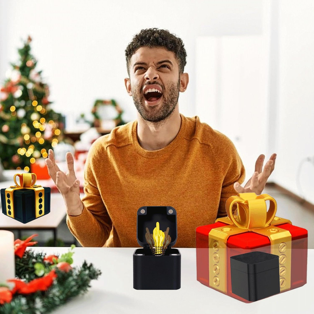 The Annoying Present with Middle Finger in A Box Gift Box with Screws Prank Surprise Pop-Up Novelty Funny Gifts for Adult Toys