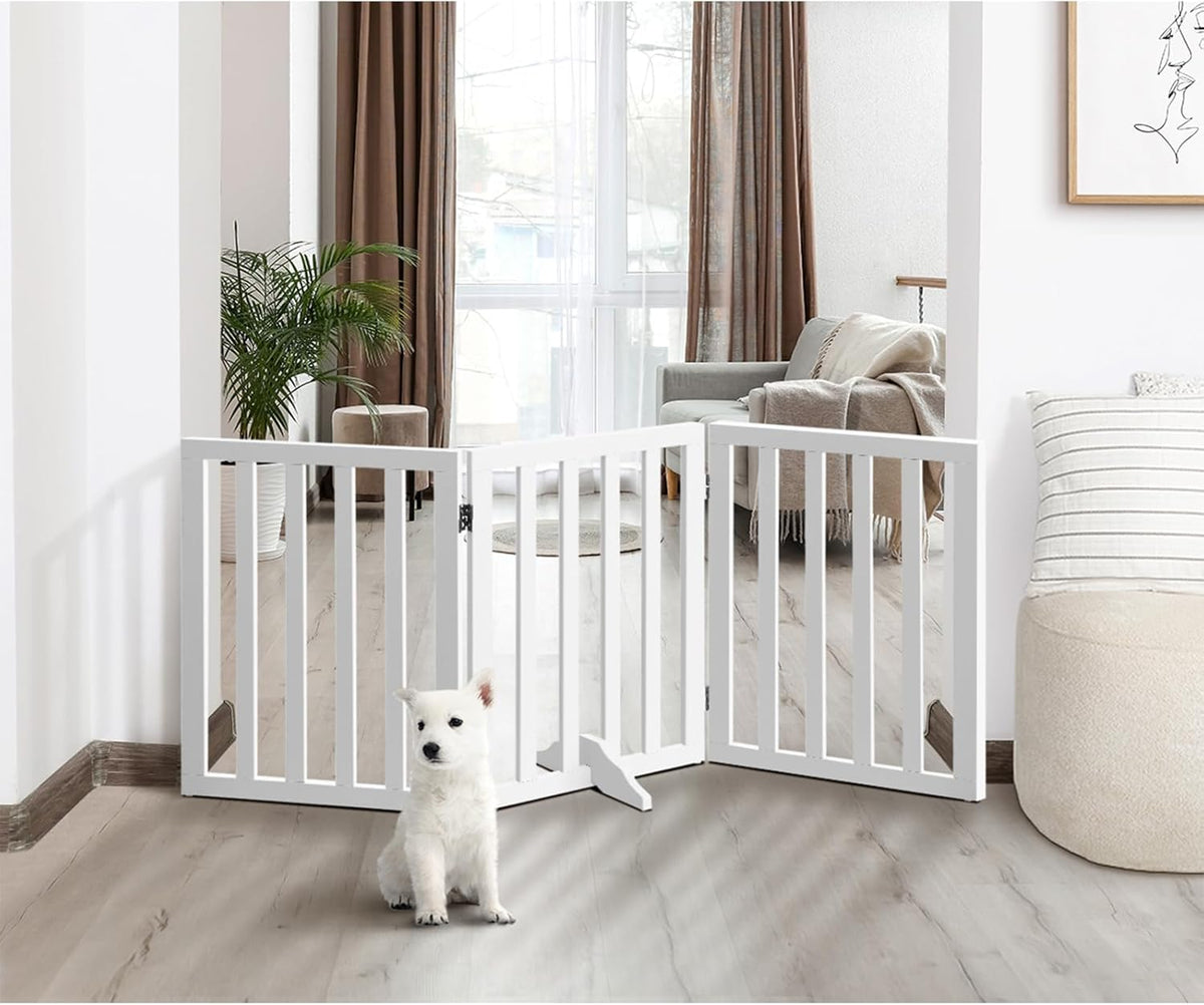 Freestanding Foldable MDF Pet Gate – 3 Sizes, White or Grey