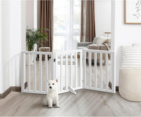 Freestanding Foldable MDF Pet Gate – 3 Sizes, White or Grey