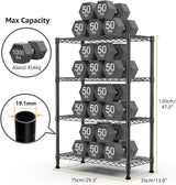 MZG 454kg Capacity Heavy Duty 4-Tier Metal Storage Shelving Unit, Adjustable Steel Wire Rack Organizer for Home, Kitchen, or Office (Chrome, 35L x 75W x 120H cm)
