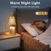 Engpure Candle Warmer Lamp - Candle Warmer Lamp with Timer and Dimmer Adjustable Height,Electric Wax Melt Warmer with 2 Bulbs for Scented Jar Candles Home Decor