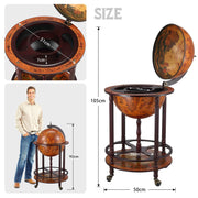 Antique-Style Mini Globe Bar Trolley with Bottle Storage