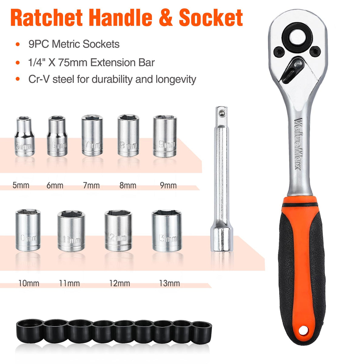 Home Tool Set, 219-Piece Basic Household Repairing Tool Kit With 13-Inch Large Opening Tool Bag, Orange General Hand Tools Set, Great Gifts for Homeowner Beginners DIY