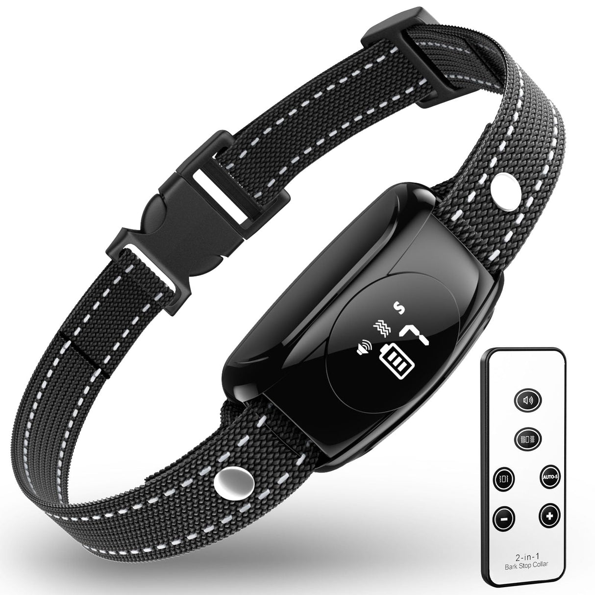 [2025 Upgrade] No Shock Dog Bark Collar with 4 Modes, Dog Training Collar with Remote, IPX7 Waterproof Bark Collar for Most Breed Sizes, Safe No Shock Bark Collar for Garden & Courtyard Use