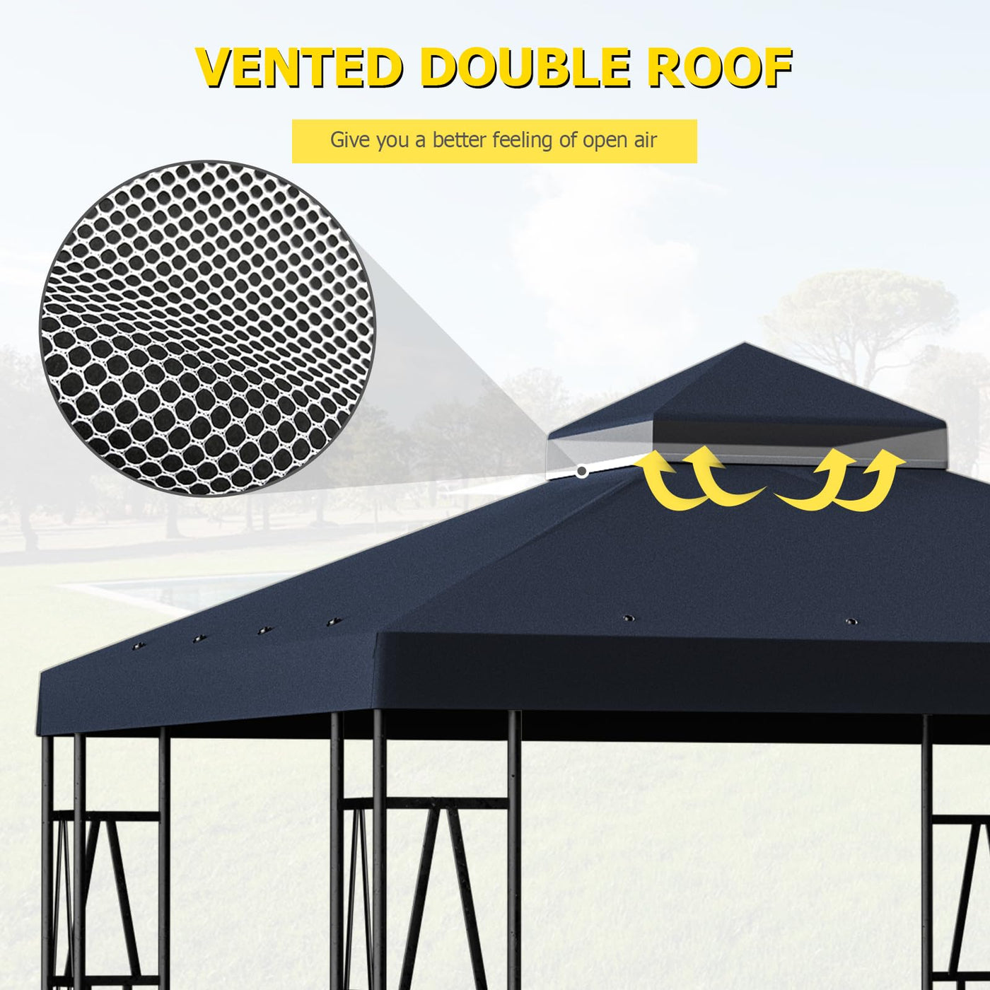 10 x 10 ft Double-Tier Gazebo Replacement Canopy – Black