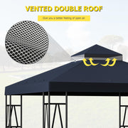 10 x 10 ft Double-Tier Gazebo Replacement Canopy – Black