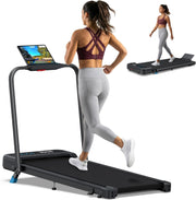 3 in 1 Foldable Walking Pad, Under Desk Treadmill with APP, Portable Treadmills for Home, Walking Pad Treadmill with Safety Handle Bar, 140 KG Capacity, Console and Mute Remote Control