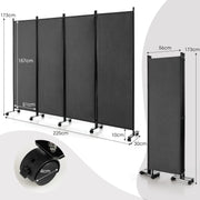 180cm Rolling 3-Panel Room Divider – Black or White Star