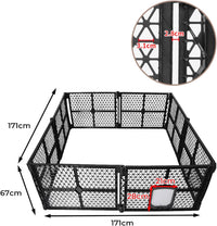 8-Panel Black Plastic Pet Playpen with Lockable Gate – 86 × 67 cm Panels