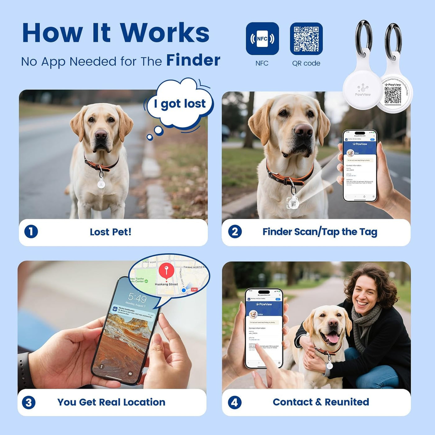 NFC & QR Smart Pet ID Tag – 6 Colours