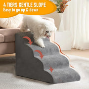 4-Step High-Density Foam Pet Stairs with Washable Cover