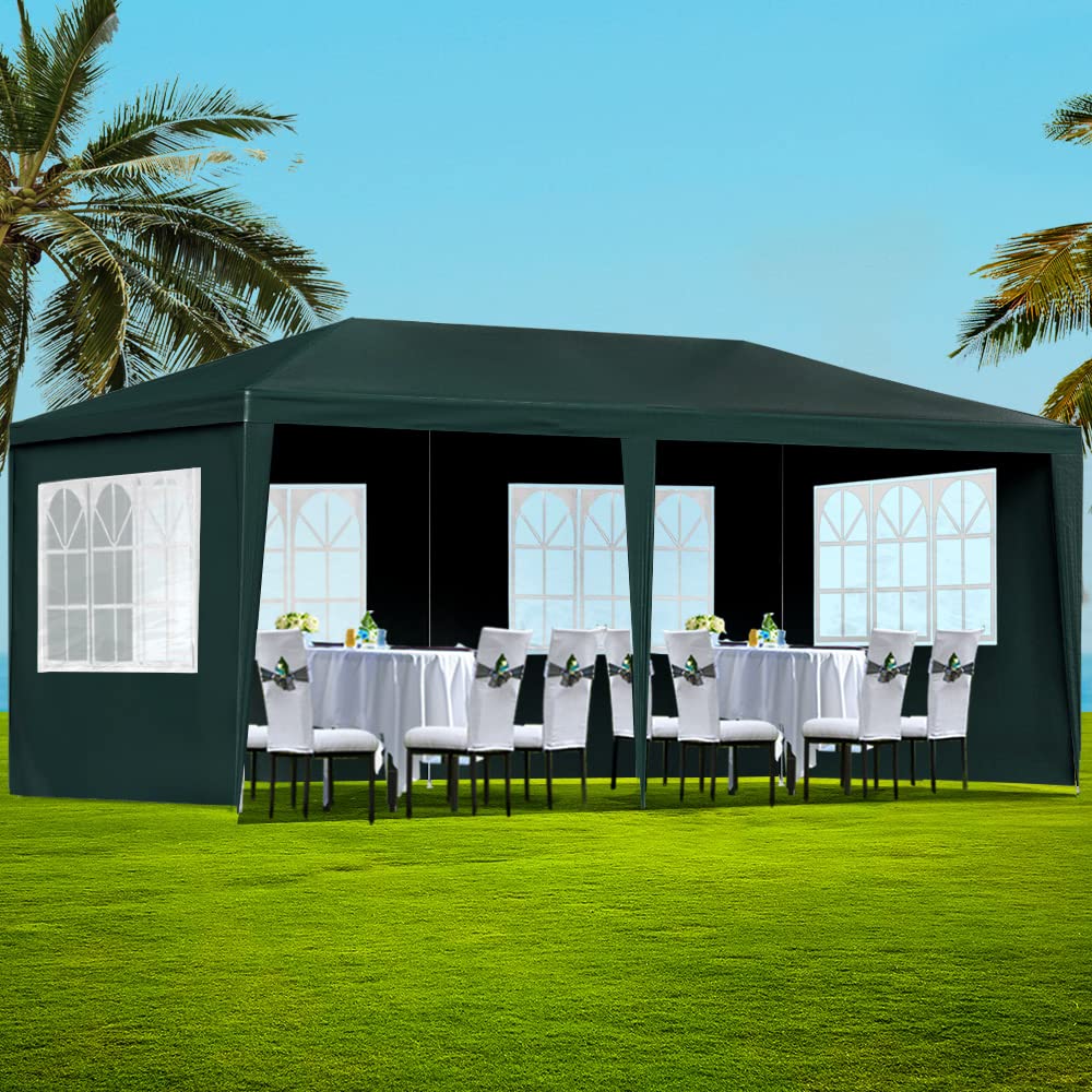 3 × 6 m Green Marquee Gazebo with 4 Window Walls