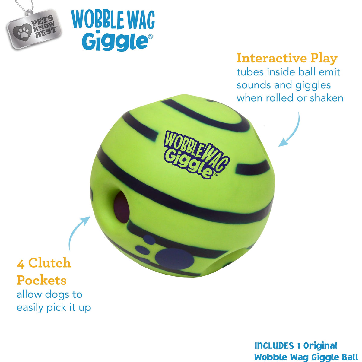 Wobble Wag Giggle Ball Interactive Dog Toy – Green