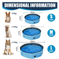 Round Foldable Dog Pool with Drain – 3 Sizes