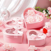 4-Piece Nesting Heart Gift Box Set with Clear Lids & Ribbons