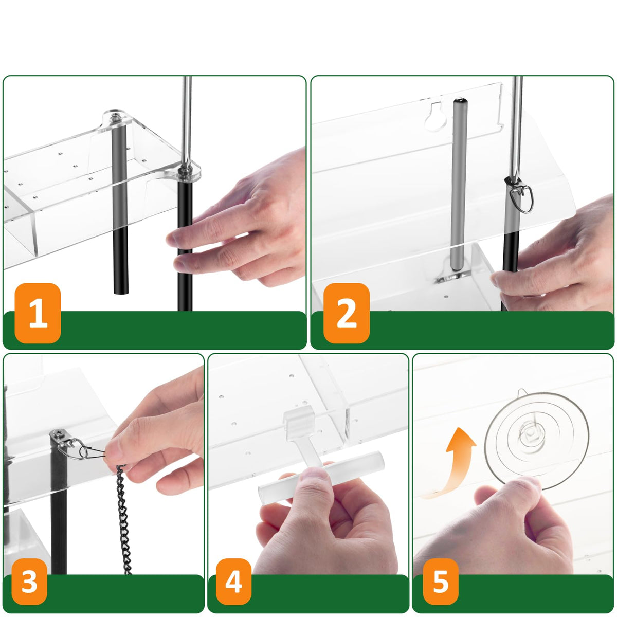 Clear Window Bird Feeder with Suction Cups & Water Tray